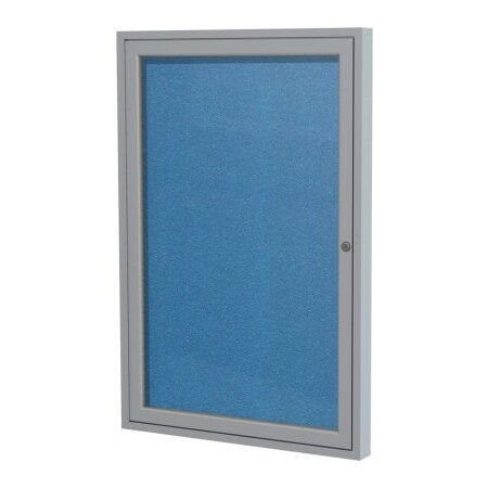 Ghent Ghent Enclosed Bulletin Board, Outdoor, 1 Door, 36"W x 36"H, Ocean Vinyl/Silver Frame PA13636VX-191